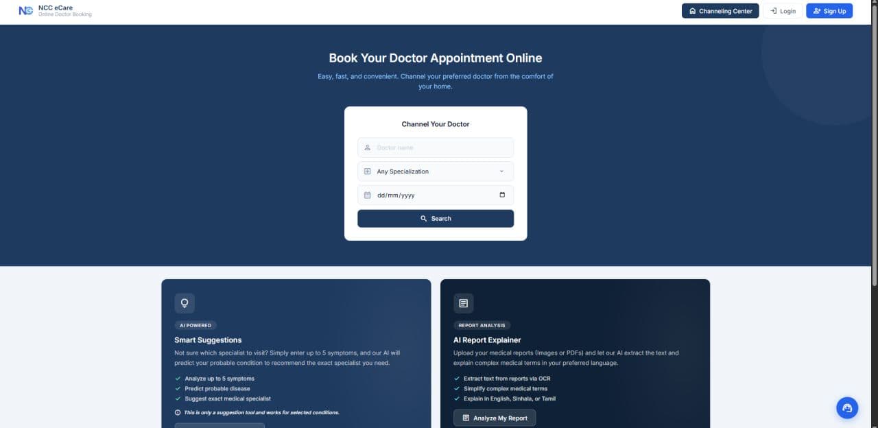 NCC Ecare Platform (University group project) Screenshot